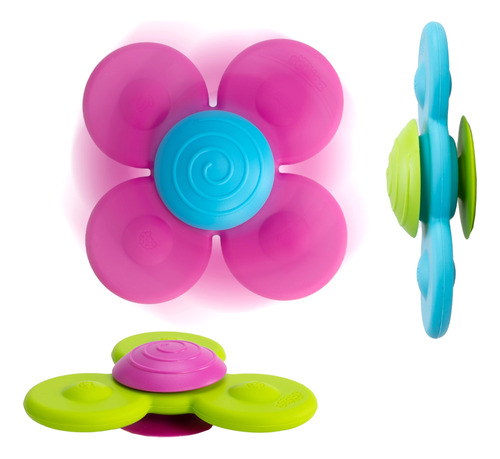 Fat Brain Toys Whirly Squigz - 3 Hilanderos De Silicona Par.