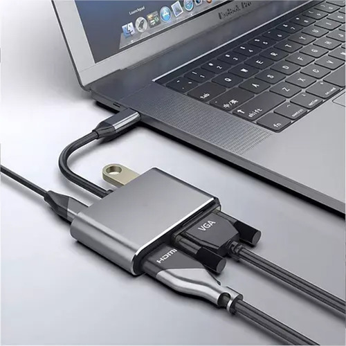 Adaptador Usb C Hdmi Tipo C A Hdmi 4k Usb3.0 Vga 4 En 1