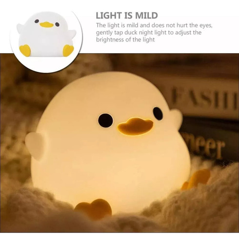 ¡ Luz Nocturna Led Táctil Recargable Por Usb - Patito Lindo