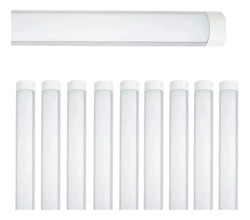 NET MIX Kit 10 Luminária Tubular Sobrepor Led 36w 120cm Branco Frio 110V/220V