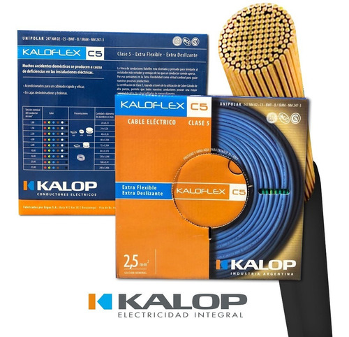 Imagen 2 de 10 de Cable Unipolar Kalop Flex 2.5mm Cat.5 X 3 Unidades. Cuotas