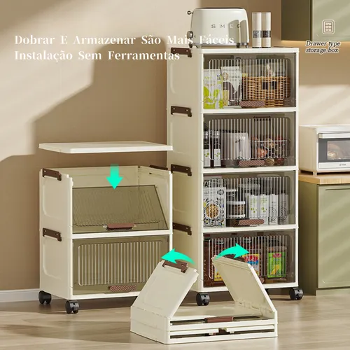 Kit 12 caixas organizadoras dobráveis com rodinhas | Casa & Organização | Plástico PP 6L