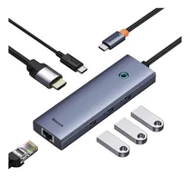 Comprar Adaptador Baseus Usb-c Hub Hdmi4k Rj45 Macbook Apple 6en1 Color Gris Oscuro