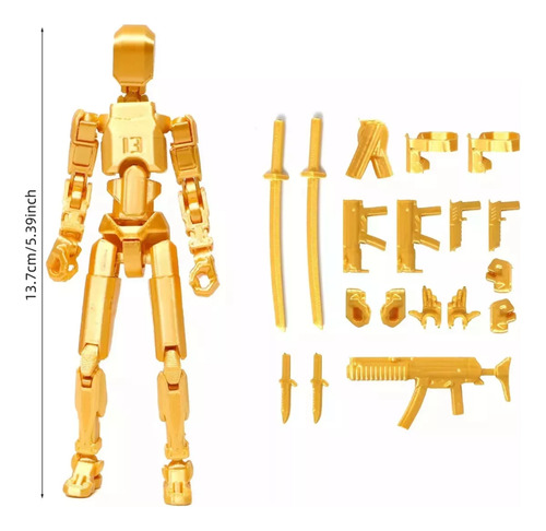 Figura De Acción 3d Lucky T13, Robot Articulado De 1 Pieza