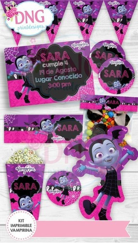 Kit Imprimible Invitaciones Candy Bar  / Vampirina