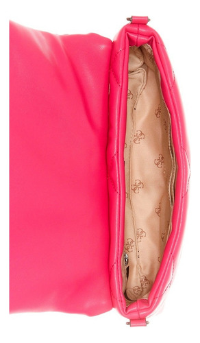 Bolsa Guess Brightside Shoulder Bag Qm758019-ckp Acabado De Los Herrajes Niquel Color Rosa Chicle Color De La Correa De Hombro Rosa Diseño De La Tela Rayado