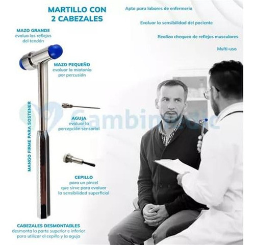 Martillo Reflejos Buck Percusion Neurologico Doble Cabeza