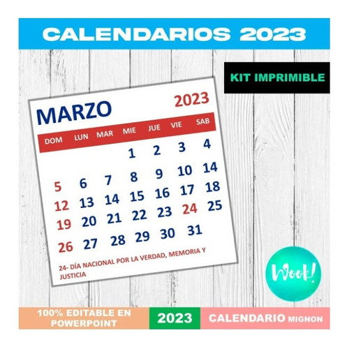 Kit Imprimible Calendarios Almanaques 2023 Editables