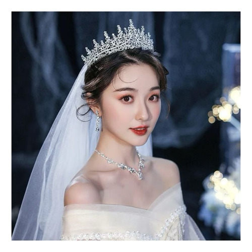 Tiaras Da Moda Coroa Rainha, Tiara De Casamento Cor Prateada