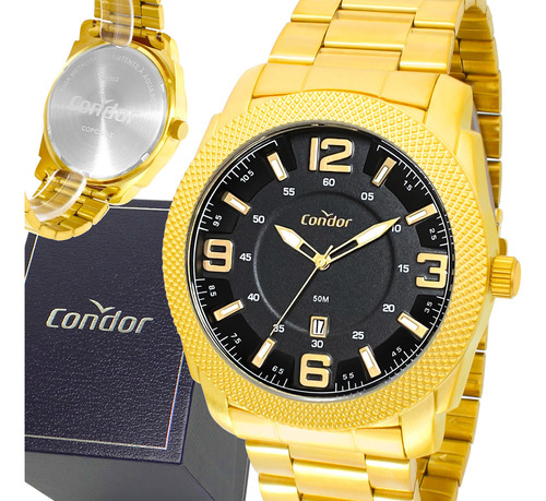 Relógio Masculino Dourado Condor Ouro 18k Garantia Original