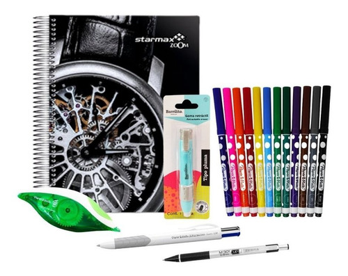 Kit Escolar Preparatoria Cuaderno Y Plumones 