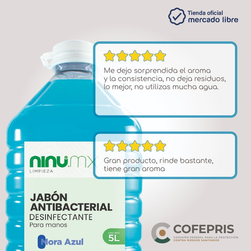 Imagen 4 de 10 de Jabon Liquido Para Manos Antibacterial Desinfectante Ninu 5l