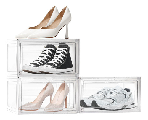 Pack 3 Cajas Almacenamiento Zapatos Transparentes Organizado