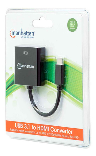 Convertidor Manhattan Video Usb Tipo C A Hdmi 151788 Negro