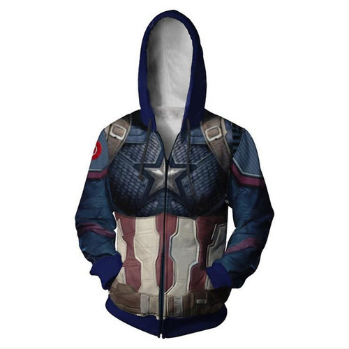 Sudadera Cremallera Para Cosplay Capitán América Halloween