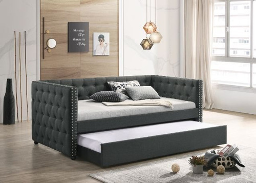 Imagen 4 de 4 de Daybed Matrimonial Romona Gris, Cama Canguro Gris Oscuro