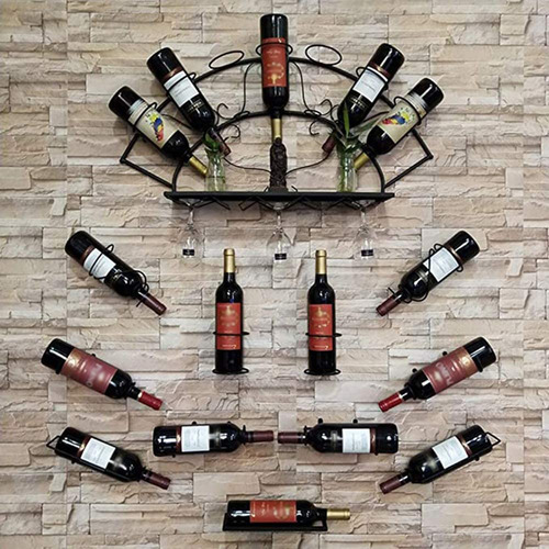 Soporte De Pared De Hierro Para Botellas De Vino, Estantes F