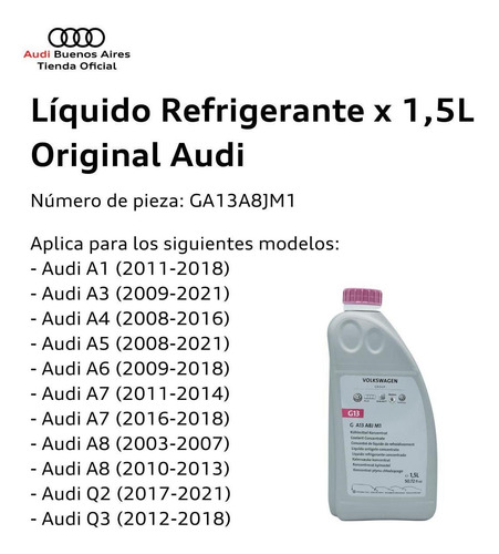 Imagen 2 de 6 de Líquido Refrigerante Audi A1 2011 Al 2018