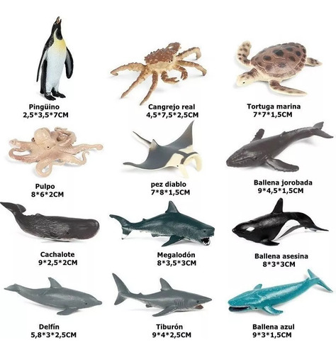 Kit De 32 Animales Acuáticos De Juguete Con Forma De Ballena