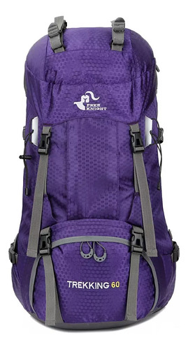 Mochila Impermeável 60 Litros Grande Viagem Trilhas Camping Cor Violeta Desenho Do Tecido Lisa