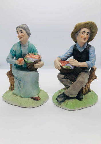 Pareja De Viejitos Porcelana Antigua