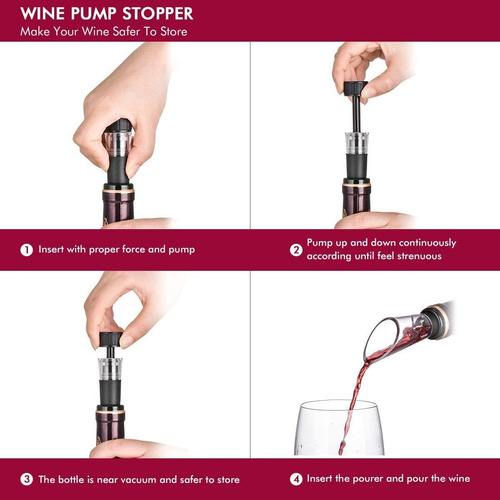Imagen 8 de 9 de Set Kit Sacacorcho Abridor Vino 4 En 1