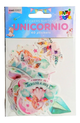Imagen 4 de 5 de Stickers Unicornio Pack 40 Unidades Ideal Souvenir