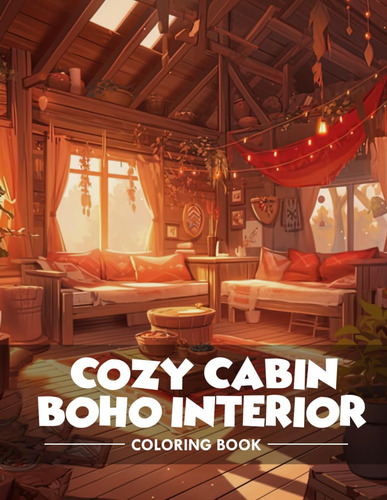 Libro: Libro Para Colorear De Interiores De Cozy Cabin Boho: