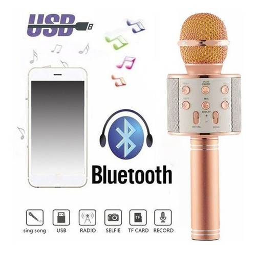 Niños Karaoke Micrófono Bluetooth Multicolor, Rosa