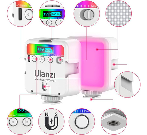 Ulanzi Vl49 Luz Led Rgb Mini Video Recargable Portátil