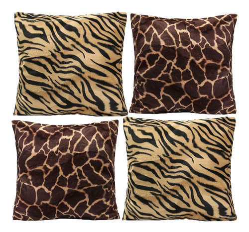 4 Fundas De Almohada Con Estampado Animal, 18 X 18 Pulgadas,