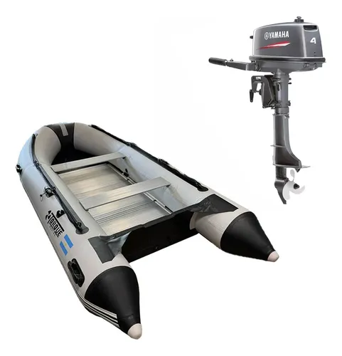 comprar Bote Inflable Piso Aluminio 3.30m Con Motor Yamaha 4hp 2t Pc