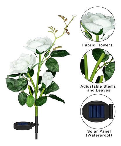 2pcs Luces Solares Jardín Luces Solares Flores Al Aire Libre