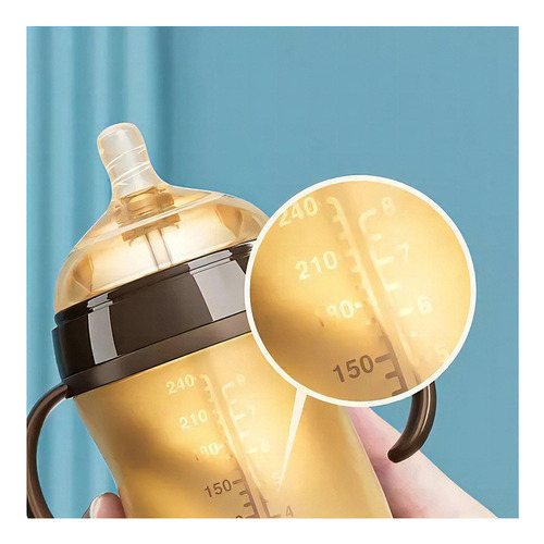 Tetera de silicona, alta tasa de aceptación por parte de los bebés, 250 ml, color: marrón claro, marrón