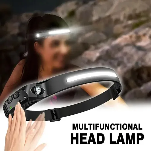 Linterna Led Cob Blanco Frontal De Cabeza Carga Usb Camping Blanco Negro