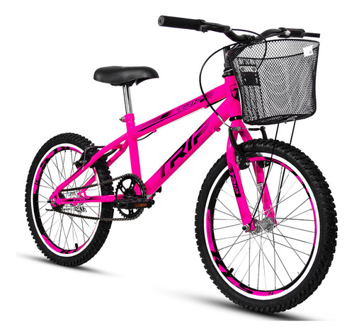 Bike Trip Feminina Aro 20 Com Cesta E Descanso Lateral Cor Rosa Tamanho do quadro M