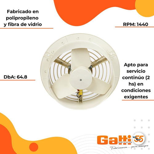 Imagen 5 de 9 de Extractor De Aire Para Baño / Cocina 25 Cm Para Pared Gatti
