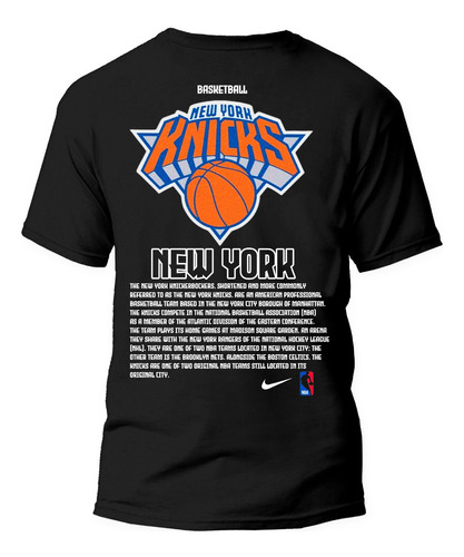 Playera Negra Hombre Nba New York Knicks 100% Algodón