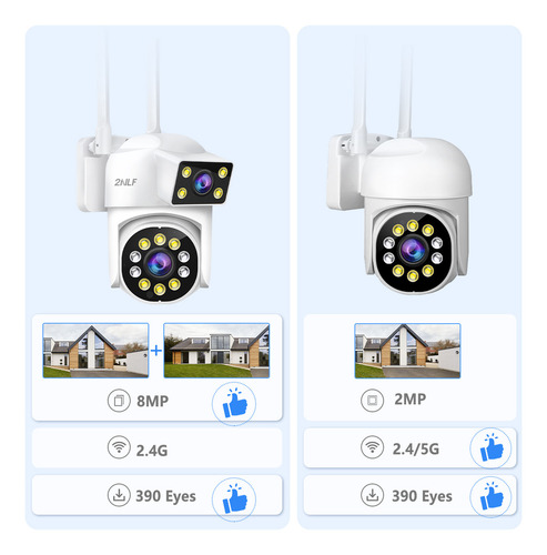 Cámara Seguridad Wifi Dual Lente Exterior Con Led Alarma 8mp