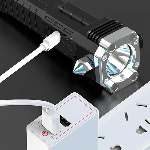 Linterna Led 3w Torch Recargable Con Martillo Para Automóvil