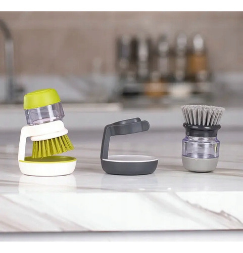 2pcs Cepillo Lava Trastes Dispensador De Jabón Multiusos