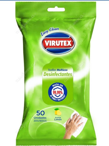 Virutex Toallas Húmedas Desinfectantes Multiuso Limón 50 Un.