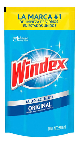 Limpiador Windex Vidrios Original Doy Pack 500 Ml