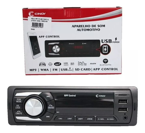 Som automotivo Cinoy YN-RAD50681 com USB, bluetooth e leitor de cartão SD