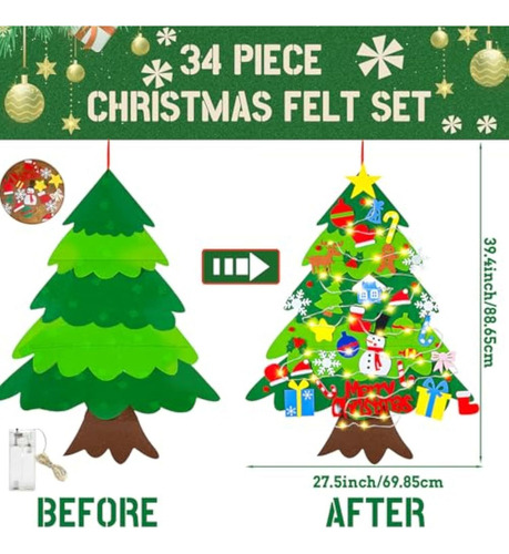 Nuevo Juego De Árbol De Navidad De Fieltro Con Cadena De