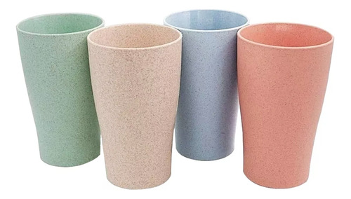Set 4 Vasos Reutilizables Ecologicos Fibra De Trigo Mx-011