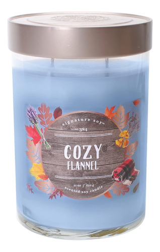 Cozy Flannel - Tarro Xl, Vela De 21.5 Oz, 21 Oz, Azul
