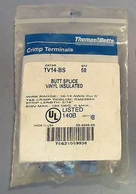 Bag Of 50 Thomas & Betts Crimp Terminals Butt Splice Vin Vvn