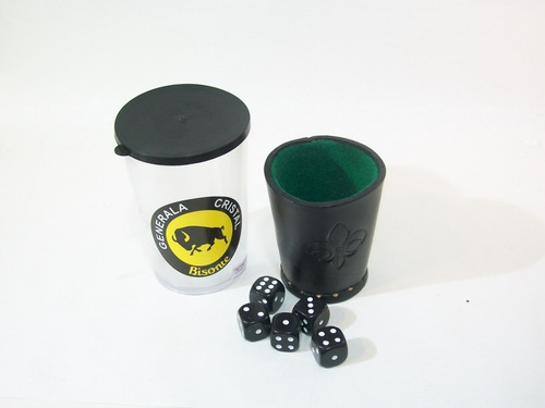 Imagen 2 de 5 de Generala Cubilete Cuero + 5 Dados 19mm Bi10104