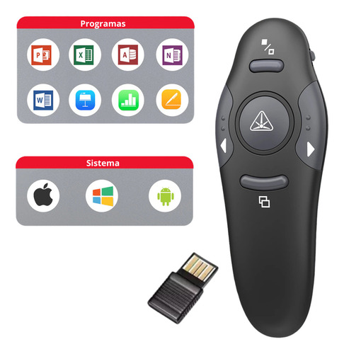 Apresentador De Slides Laser Pointer Exbom Lpt8 Power Point Cor Preto